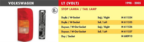 Stop Lamba Vw Volt Lt35 / Sol (Duysuz) (1 Ad )