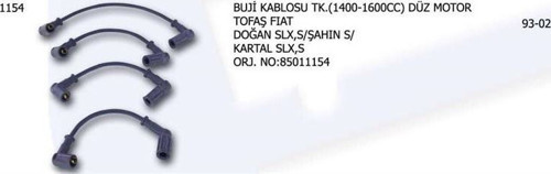 Buji Kablosu 85011154 Şahin S Fıat Dkş Doğan Slx Kartal Slx (1 Tk )