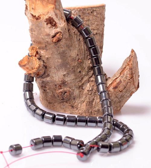 Kısa Silindir Hematit Taşı Dizi - 7,5*8 mm