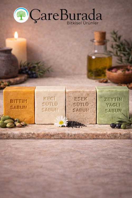 ÇareBurada Sabun Seti 4'lü - Bıttım & Keçi Sütlü & Eşek Sütlü & Zeytin Yağlı
