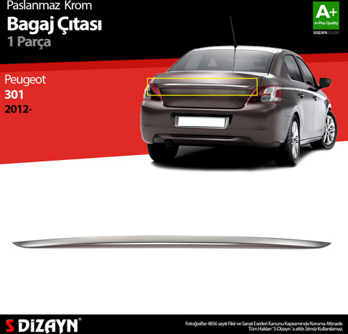 S-Dizayn Peugeot 301 Krom Bagaj Çıtası 2012-2017