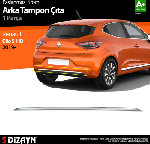 S-Dizayn Renault Clio 5 Krom Arka Tampon Çıtası 2019-2023