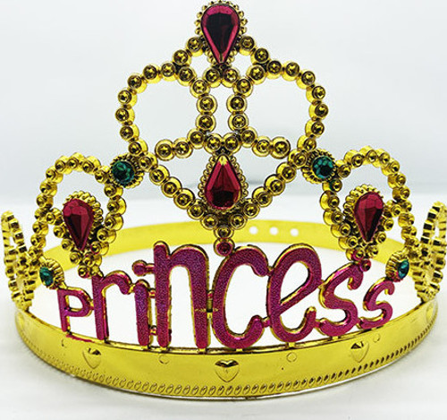 Prenses Yazılı Altın Renk Ayarlanabilir Parti Tacı 60 cm
