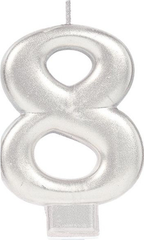 Parti Aksesuar Parti Malzemeleri 8 Rakam Mum Gümüş Renk