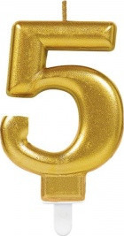 Parti Aksesuar Parti Malzemeleri 5 Rakam Mum Gold Renk