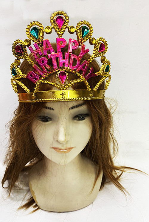 Parti Aksesuar Altın Renk Happy Birthday Yazılı Doğum Günü Tacı 60 cm