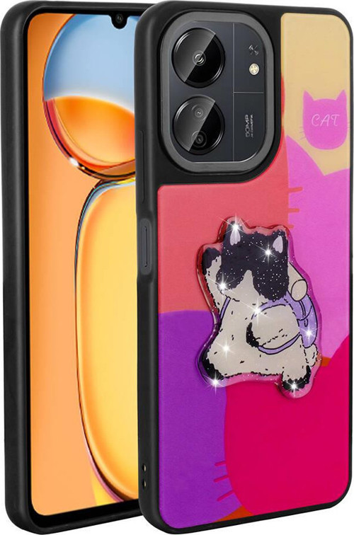 Xiaomi Redmi 13C Kılıf Parlayan Kabartmalı İkonik Figürlü Amas Silikon Kılıf