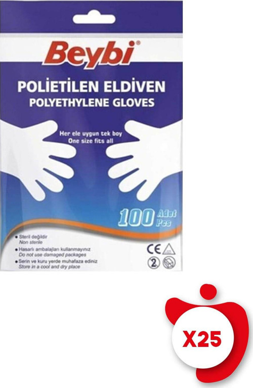 Polietilen Hışır Şeffaf Eldiven 100'lü 25 Paket