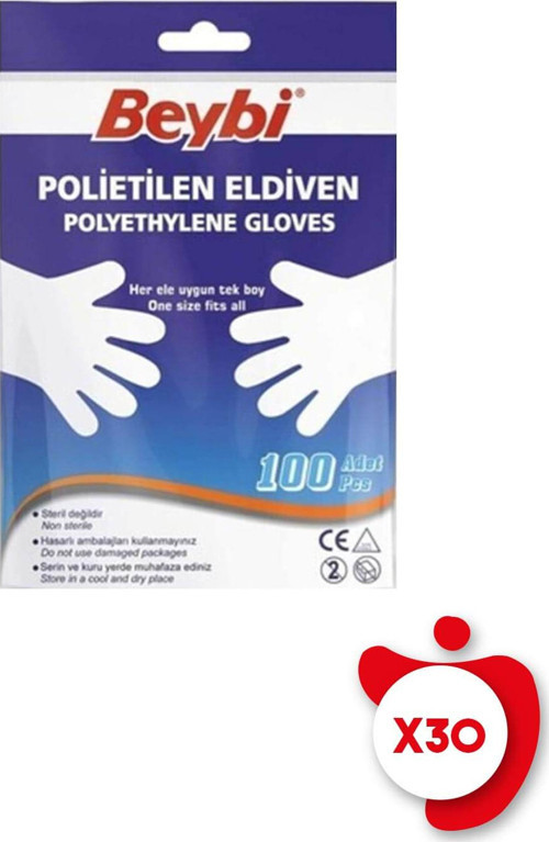 Polietilen Hışır Şeffaf Eldiven 100'lü 30 Paket