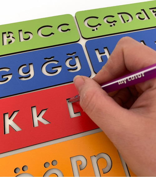 Eğitici Oyun Çocuk Montessori - Alfabe Öğrenme Seti - 5 Renkli El Kası Geliştirme 10 Parça