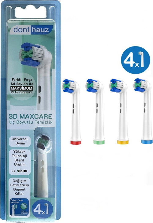 3D Maxcare - 3 Boyutlu Temiizlik Oral B Şarjlı Diş Fırçası Yedek Başlığı - 4 Adet Yedek Başlık