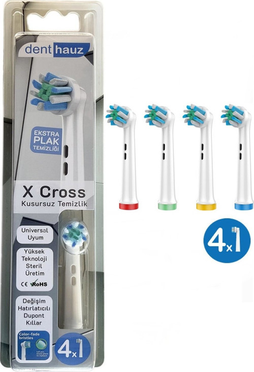 X Cross - Çapraz Açılı Kusursuz Temizlik Oral B Şarjlı Diş Fırçası Yedek Başlığı - 4'lü Yedek Başlık