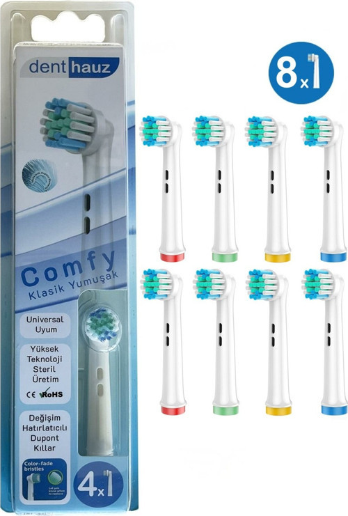 Comfy - Klasik Yumuşak Oral B Şarjlı Diş Fırçası Yedek Başlığı - 8 Adet Yedek Başlık