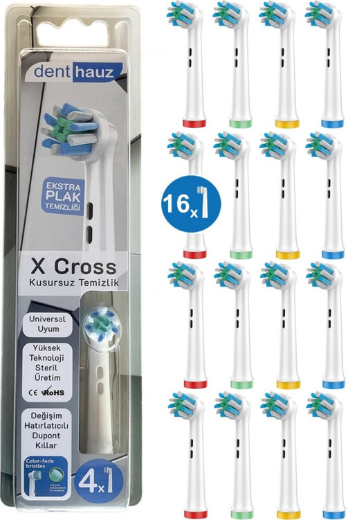 X Cross - Çapraz Açılı Kusursuz Temizlik Oral B Şarjlı Diş Fırçası Yedek Başlığı- 16'lı Yedek Başlık