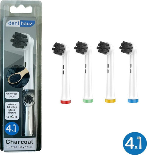 Charcoal - Aktif Karbon Ekstra Beyazlık Oral B Şarjlı Diş Fırçası Yedek Başlığı - 4'lü Yedek Başlık
