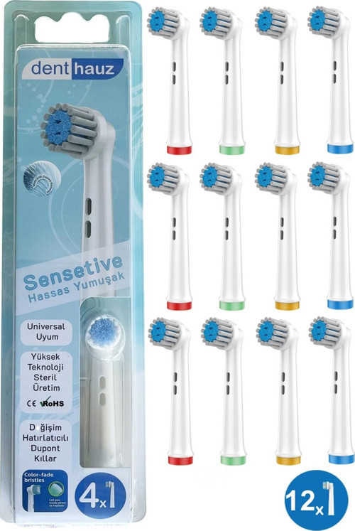 Sensetive - Ekstra Yumuşak Oral B Şarjlı Diş Fırçası Yedek Başlığı - 12 Adet Yedek Başlık