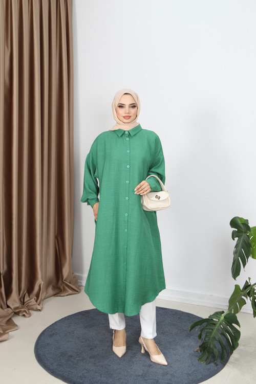 Düğmeli Uzun Tunik