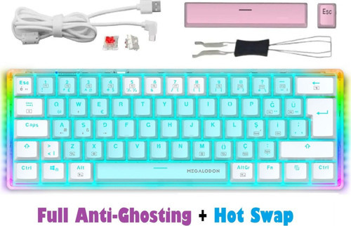 MX-1 Mekanik Klavye RGB Red Switch Türkçe Oyuncu Klavyesi Beyaz Mini Klavye Kablolu