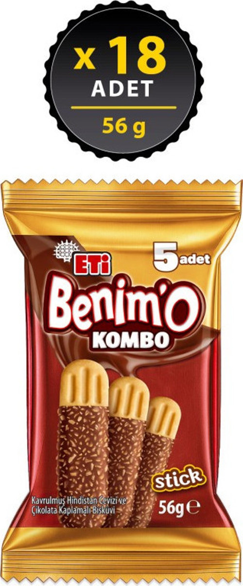 Benimo Kombo Hindistan Cevizi ve Çikolata Kaplamalı Bisküvi 56 g x 18 Adet