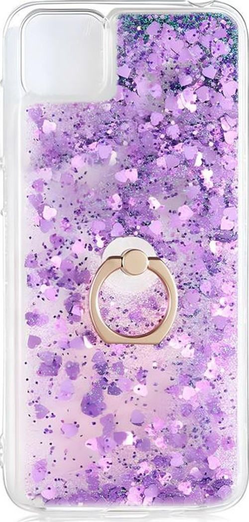 Huawei Y5P Kılıf Milce Simli Pullu Yüzüklü Kılıf