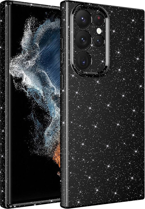 Galaxy S22 Ultra Kılıf Kamera Korumalı Simli Lüks Koton Kılıf