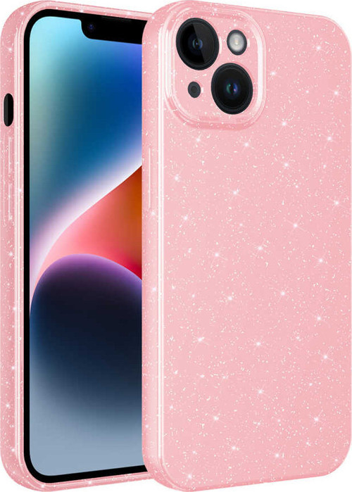 Apple iPhone 14 Kılıf Kamera Korumalı Simli Lüks Koton Kılıf