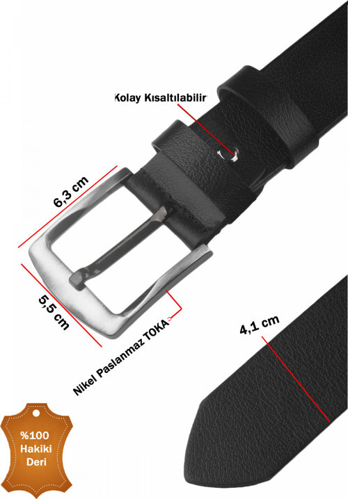 Siyah %100 Hakiki Deri Spor Kemer – Nakışlı Deri Yüzey – Kısaltılabilir Tasarım 2602667