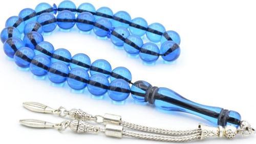 Küre Kesim Kokulu Lacivert Toz Kehribar Tesbih 10 Mm