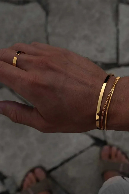14 K Gold Kaplama 925 Ayar Gümüş Old Money Gurmet Bileklik