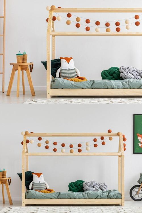 Markaawm Çocuk Yatak Dark Montessori Karyola Doğal Ahşap Beşik