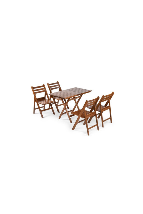 İspanya Takım (Masa 70x120) - Katlanır, Ahşap Bahçe, Teras, Balkon Takım