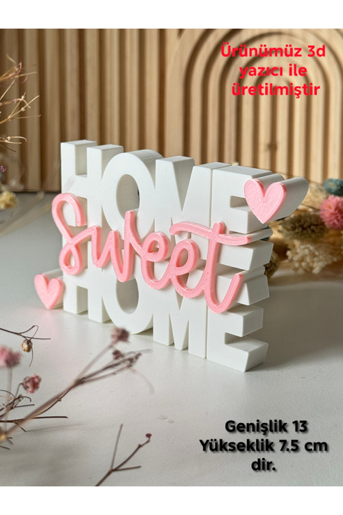 Dekoratif Home Sweet Home Yazılı Stand - 3D Tasarım Ev Aksesuarı