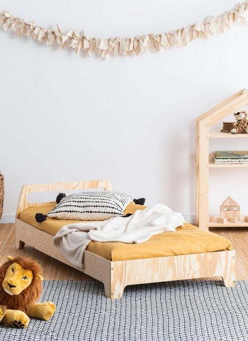 Twin Ahşap Karyola Montessori Yatak Çocuk Ve Bebek Yatak