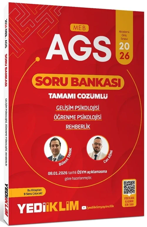 Yediiklim 2026 MEB-AGS Eğitim Bilimleri Gelişim, Öğrenme Psikolojisi ve Rehberlik Soru Bankası Çözüm