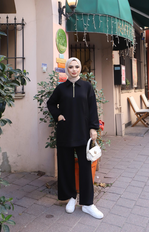 Yarım Fermuarlı Cepli Modal Takım