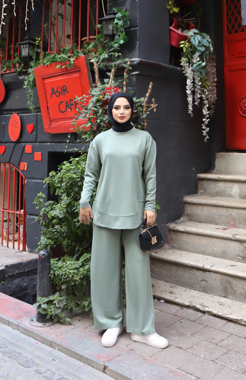 Oval Kesim Modal Pantolonlu Takım