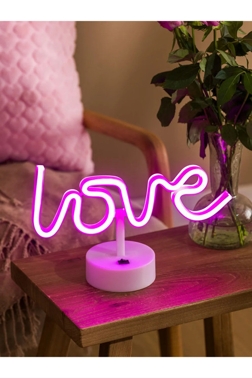 Lcw Home Pembe Love Yazı Figürlü Dekoratif Işık 28 Cm