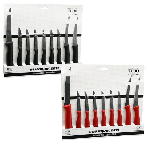 9PCS TIRTIRLI BIÇAK SETİ 1AD 24CM EKMEK 2AD 10CM SEBZE 6AD 6.5CM MEYVE (5047)