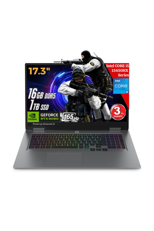 LOQ 17IRX10 AI Intel Core i5-13450HX 16GB 1TB RTX5050 17.3 165Hz FreeDos 83JH00BDTR Gaming Laptop