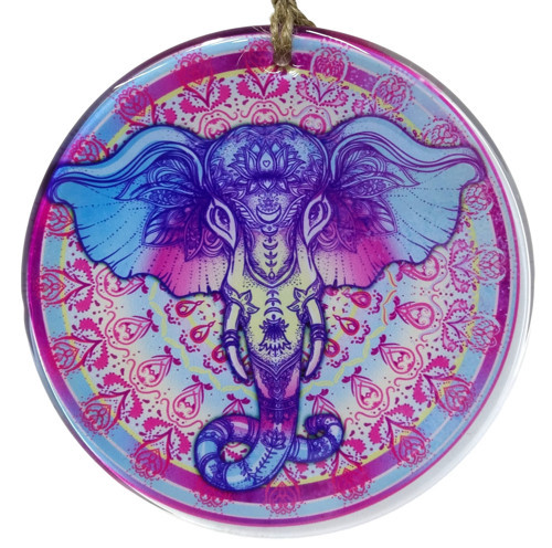 16 cm Fil Motifli Cam Nazar Boncuğu - El Yapımı Duvar Aksesuarı