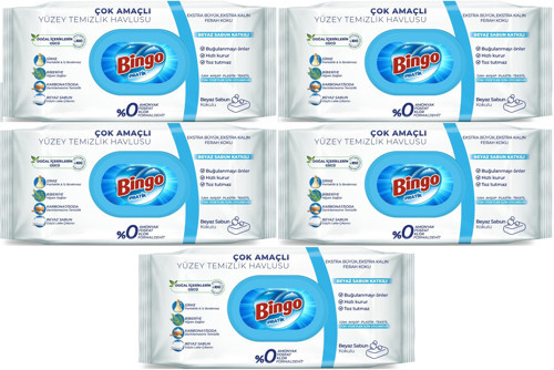 Clean Yüzey Temizlik Havlusu 96 Yaprak Beyaz Sabun Plastik Kapaklı (5 Li Set) 480 Yaprak