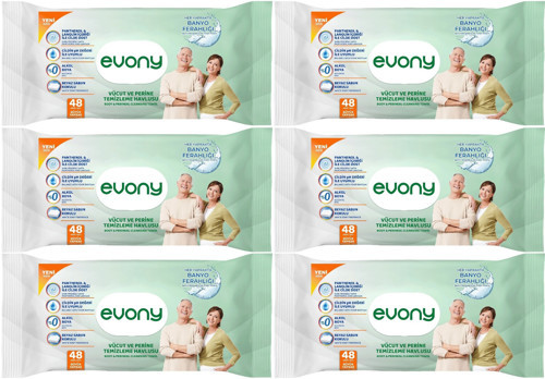 Hasta Vücut Perine Temizleme Islak Mendil Havlu 48 Yaprak XL Banyo Ferahlığı (6 Lı Set)