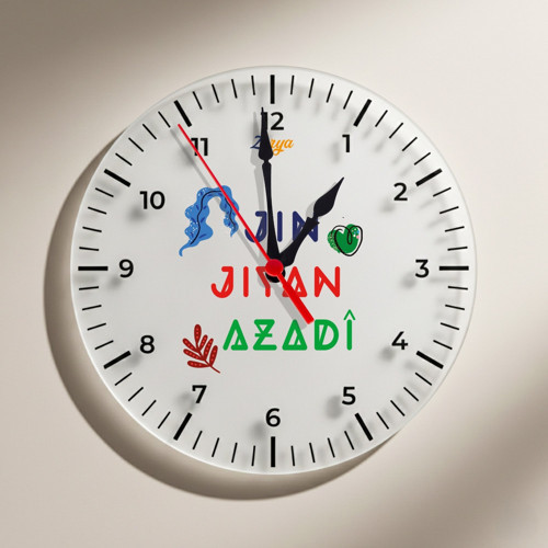 Jin Jiyan Azadi Yazılı Duvar Saati