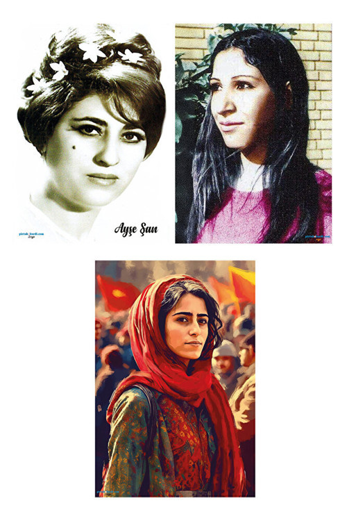 Postera Ayşe Şan - Leyla Qasim - Kırmızı Şallı Kadın Posteri - Kürt Posterleri (3 POSTER)