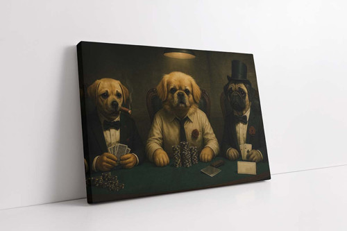 Poker Oynayan Köpekler Kanvas Tablo