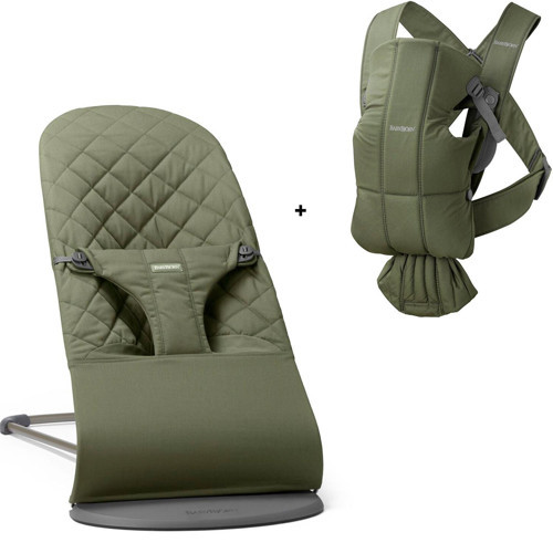 2'li Set Bliss Ana kucağı & Kanguru Mini Woven Dark Green