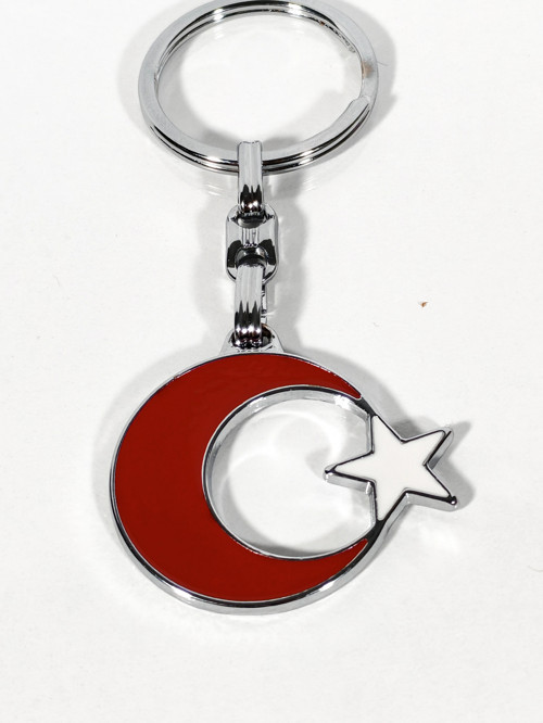 Ay ve Yıldız formunda Metal Anahtarlık