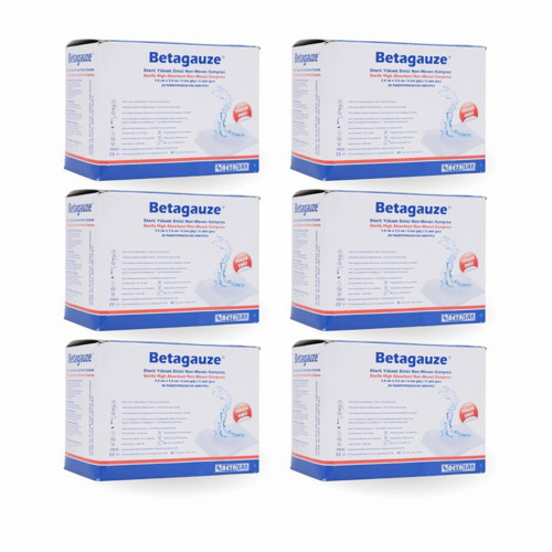 Betagauze Steril Emici NonWoven Kompres 7,5cmx7,5cm (5x20) - 100'lü Kutu x 6 Kutu (600 Adet)