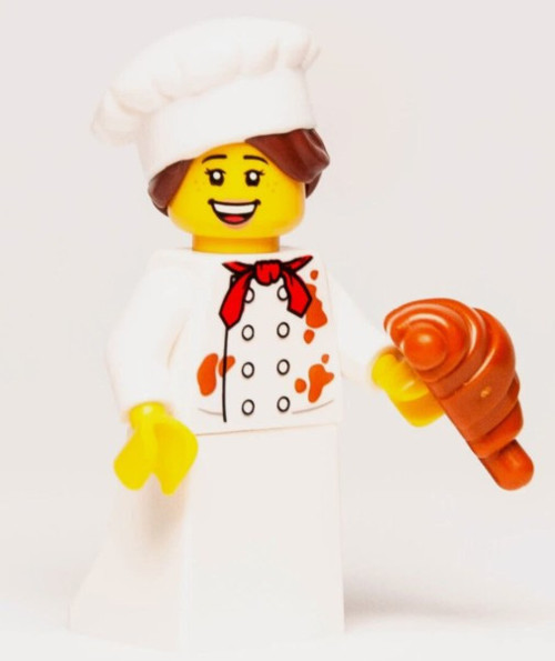 ® Minifigür French Female Pastry Baker Chef With Croissant
