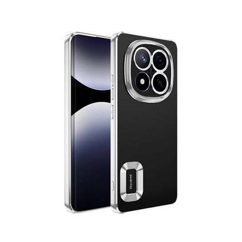 Poco X7 Kılıf Kamera Korumalı Logo Gösteren MKST Omega Kapak - Gümüş
